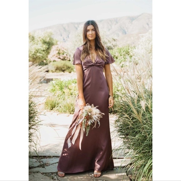 SHOW ME YOUR MUMU Rome Twist Gown In Dusty Plum Luxe Satin - Picture 1 of 5